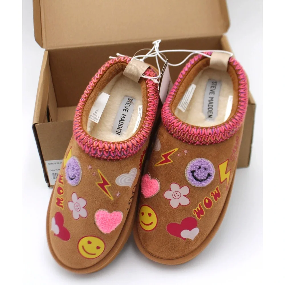 Steve Madden Kids' Selanae Hush slipper with faux fur lining and assorted pat 4